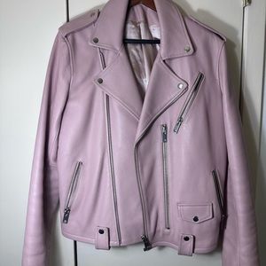 LIMITED EDITION: Joe’s Jeans Men’s Pink Leather Biker Jacket ULTRA RARE